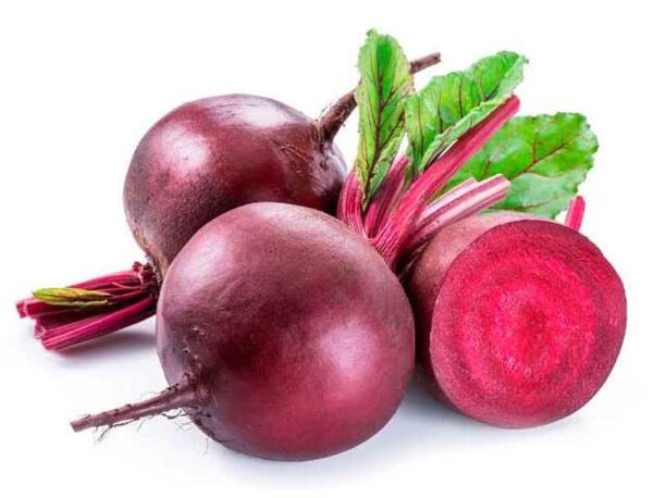 Red beets or beetroots on white background. Remolacha x libra